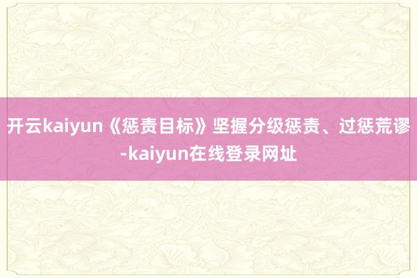 开云kaiyun《惩责目标》坚握分级惩责、过惩荒谬-kaiyun在线登录网址