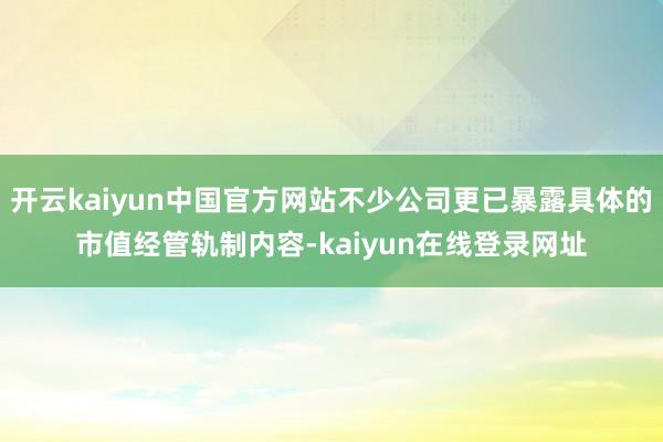 开云kaiyun中国官方网站不少公司更已暴露具体的市值经管轨制内容-kaiyun在线登录网址